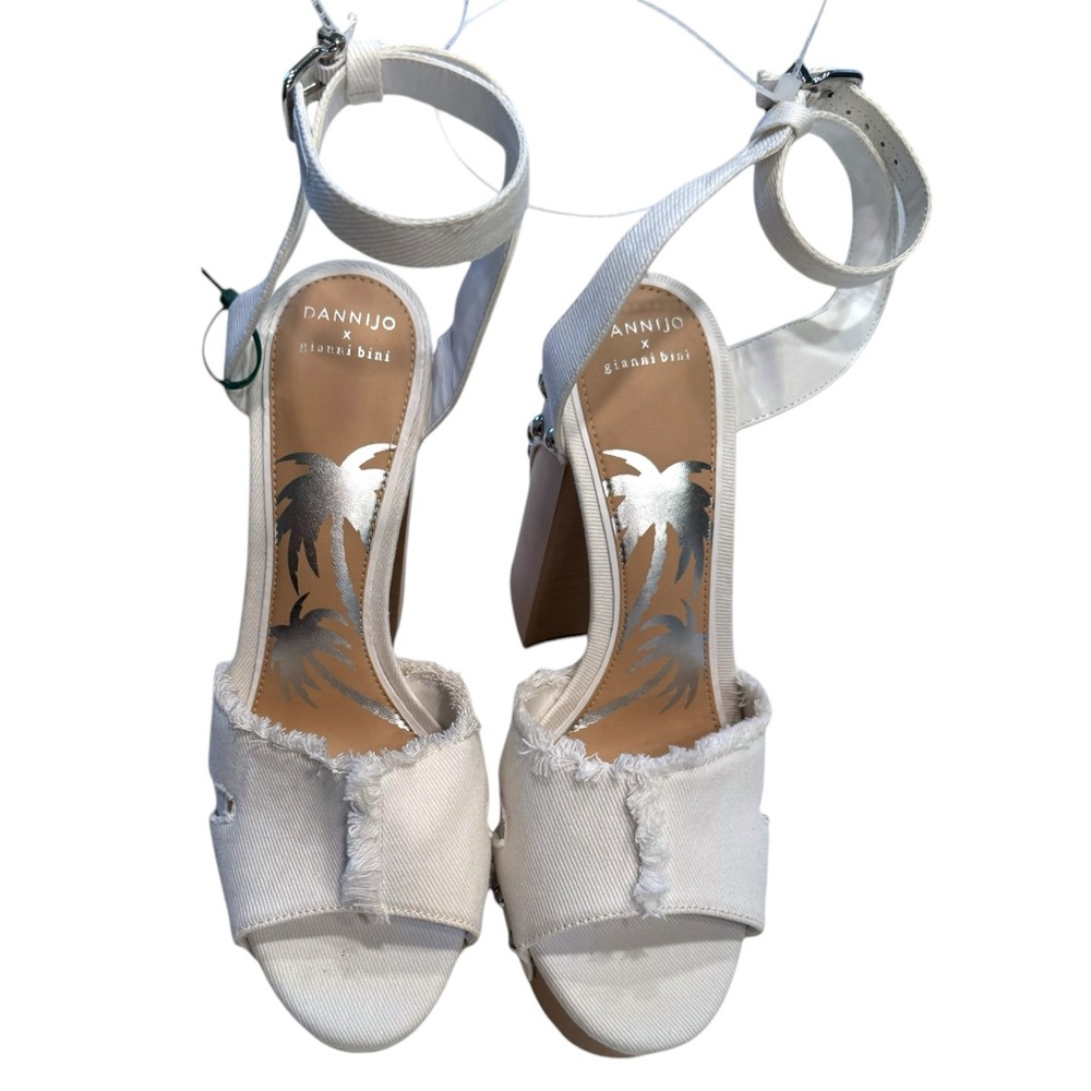 Gianni Bini DAISY White Denim Studded Platform Sandals - Picture 3 of 12